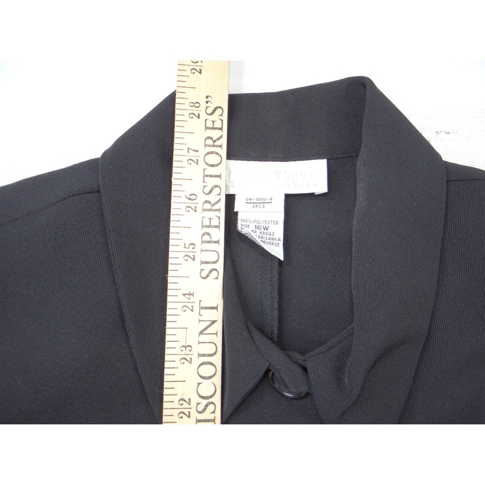 Allison Woods Womens Black Button Front Blazer Jacket Plus Size 16W - Picture 2 of 5